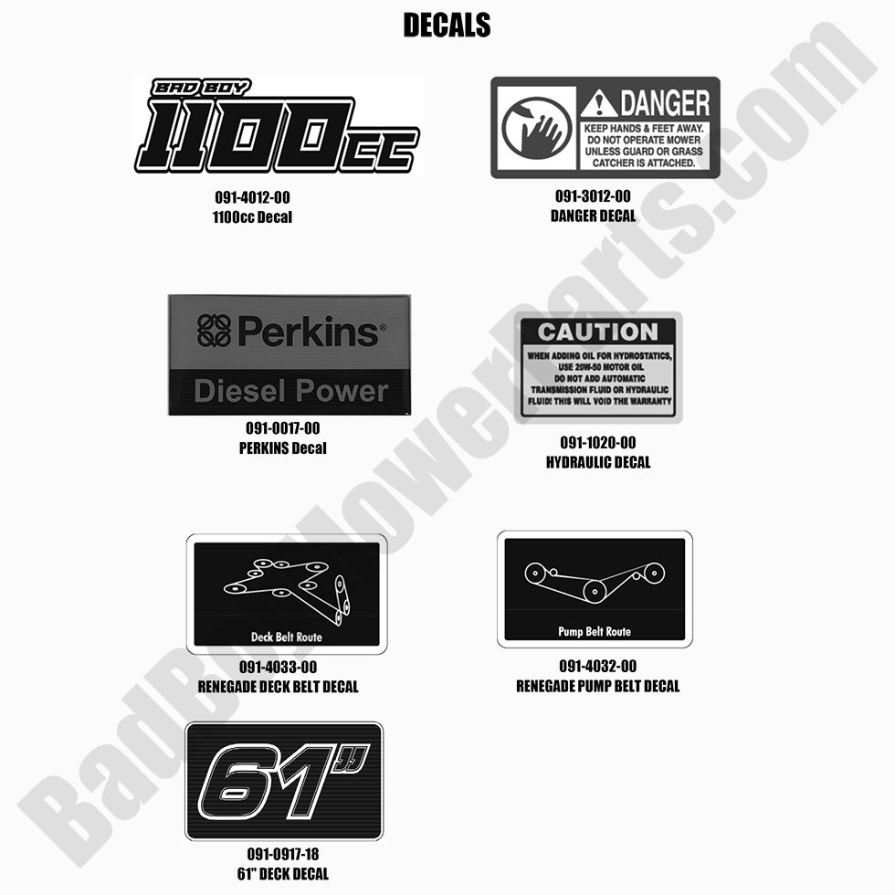 2604 - Bad Boy Mower Parts Lookup > 2021 > Renegade - Diesel > Decals - 2